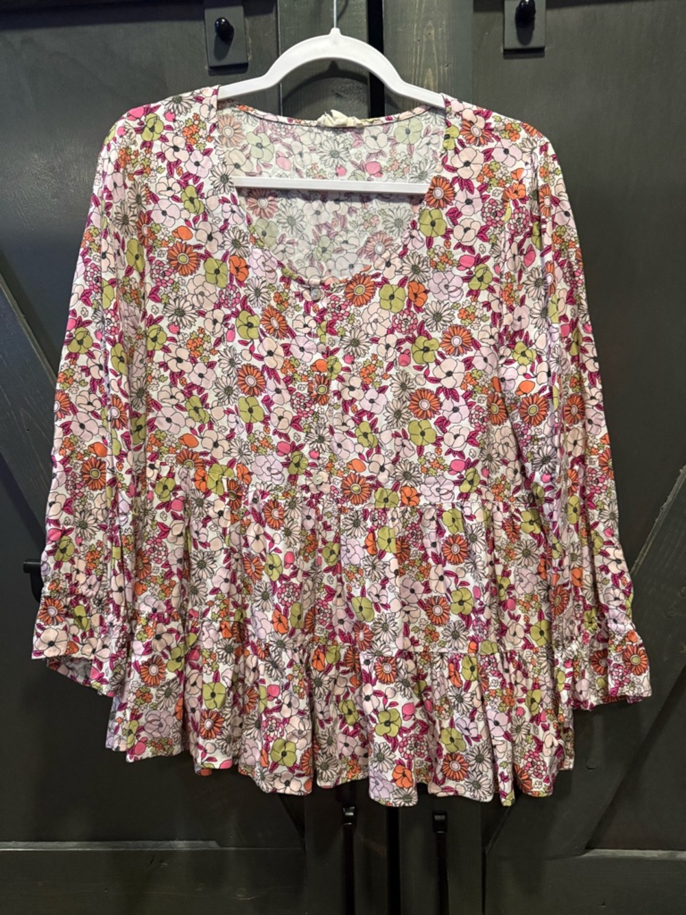 Jane and Delancey Floral Peplum Top Pink Floral Flowy Cottagecore Spring